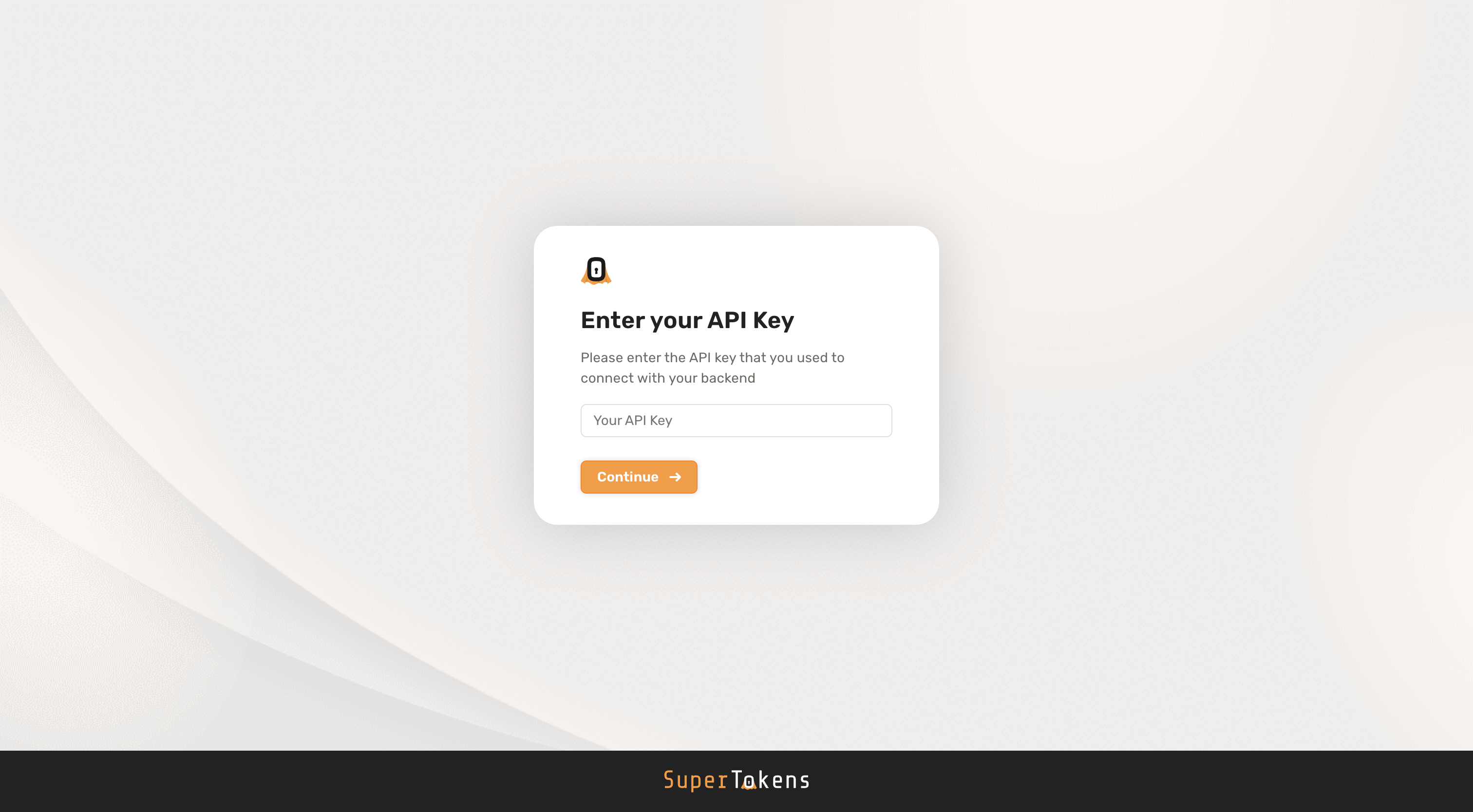 Enter API screen of dashboard